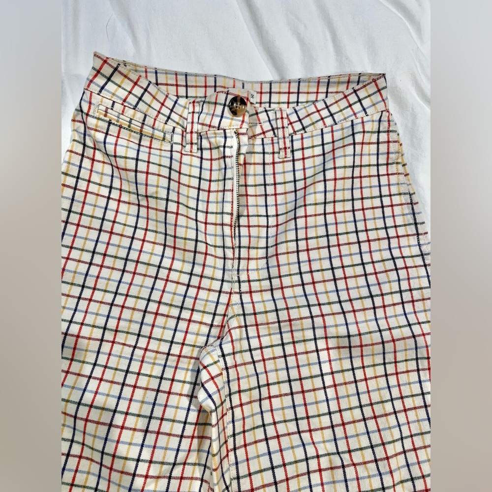 Madewell Wide Leg Multicolored Cropped Pants (yellow, blue, red, green)